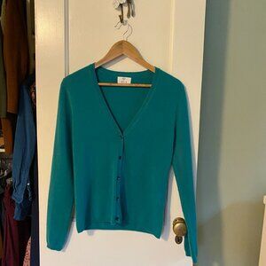 Allude Green Cashmere Cardigan, Size Small